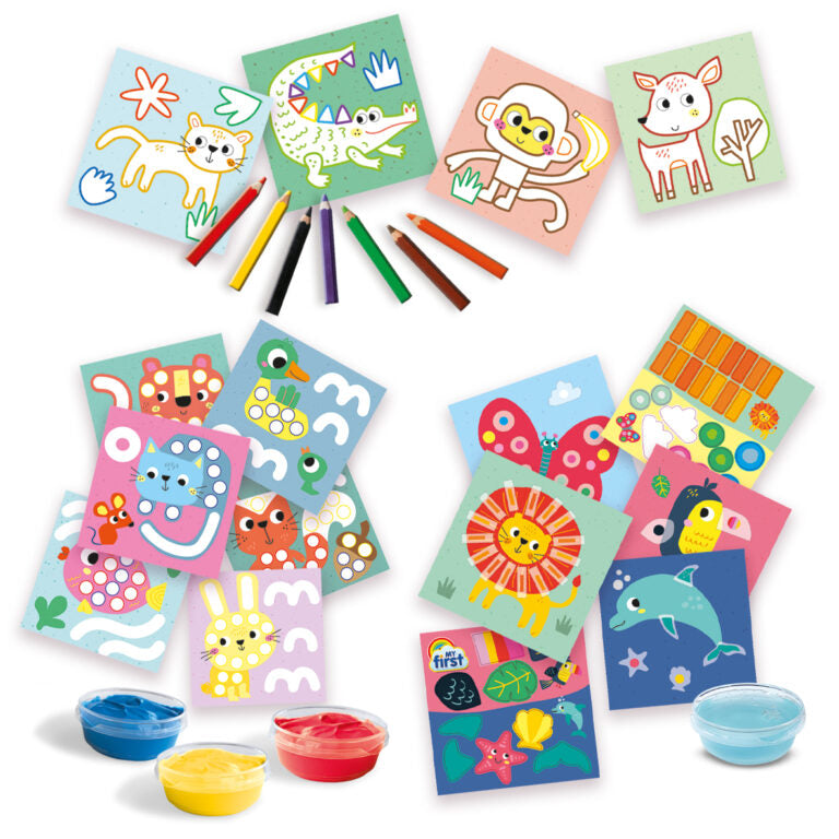 My First - 3 v 1 Prstno slikarstvo, barvanje in lepljenje oblik