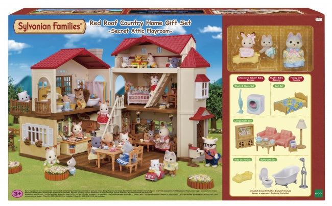 Sylvanian Families Rdeča streha podeželska hiša s pohištvom in posebnimi oblekami