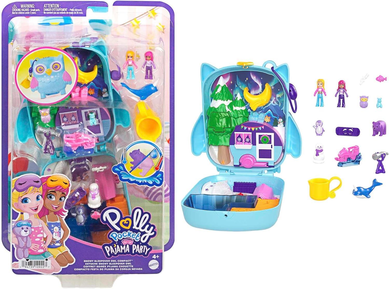 Mattel Polly Pocket: Pidžama Party - Snowy Night Owl Compact (HKV37)