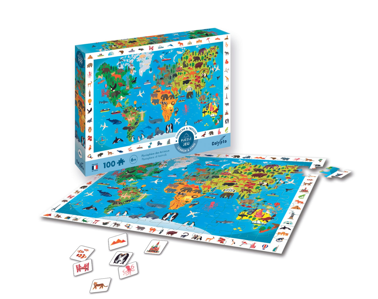 Puzzle 100 dijelova - Traži i pronađi - Karta životinja