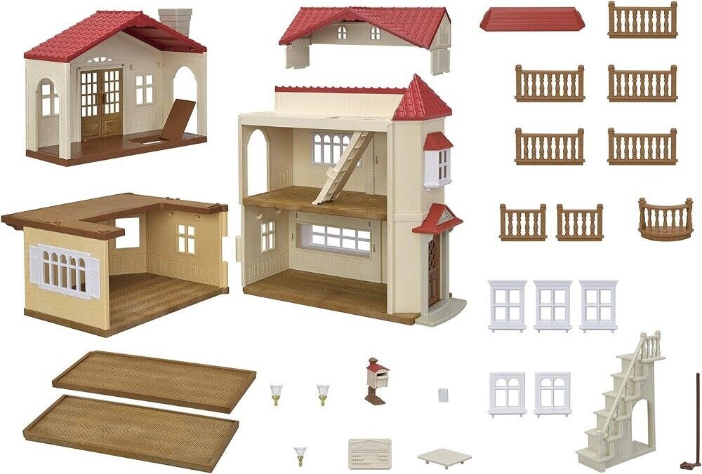 Sylvanian Families Rdeča streha podeželska hiša s pohištvom in posebnimi oblekami