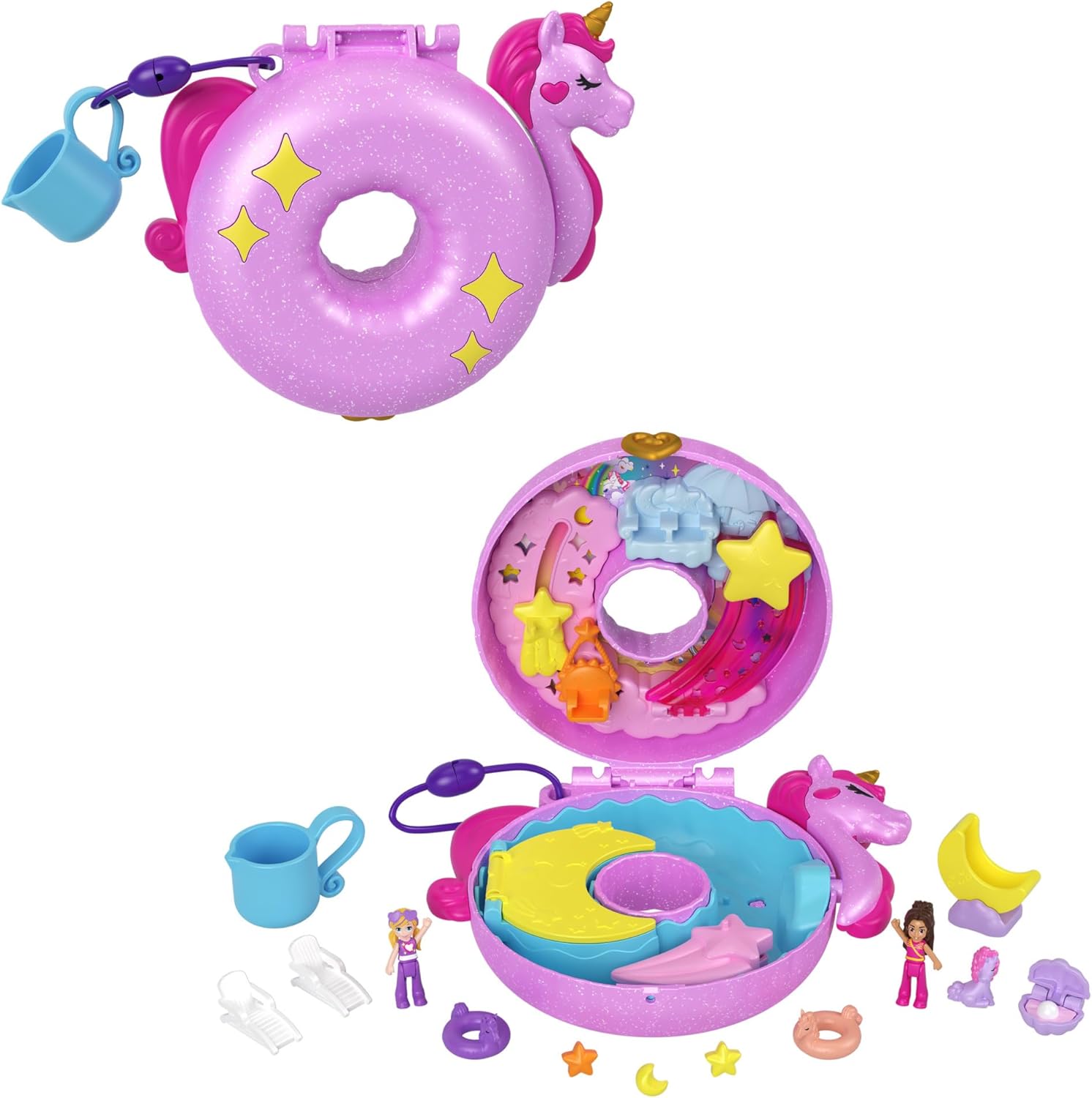Mattel Polly Pocket: Sparkle Cove Adventure - kompaktni jednorog na jastuku za napuhavanje (HKV34)
