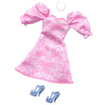 Mattel Barbie: Fashion Pack - Roza obleka z modrimi visokimi petami (HRH40)