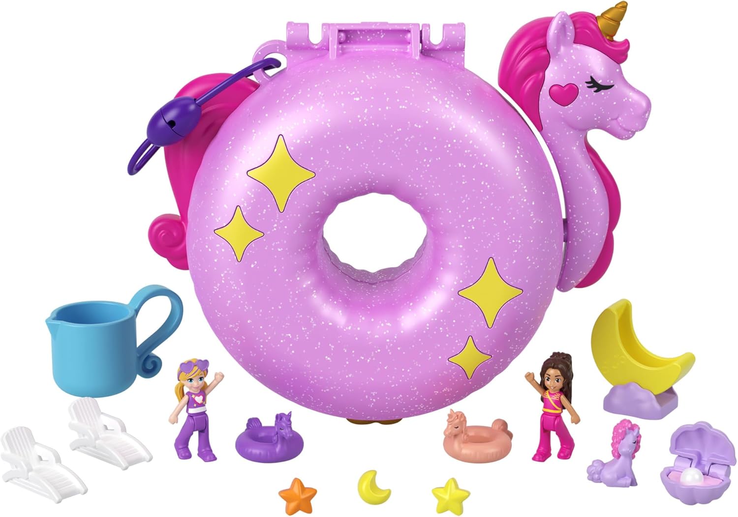 Mattel Polly Pocket: Sparkle Cove Adventure - kompaktni jednorog na jastuku za napuhavanje (HKV34)